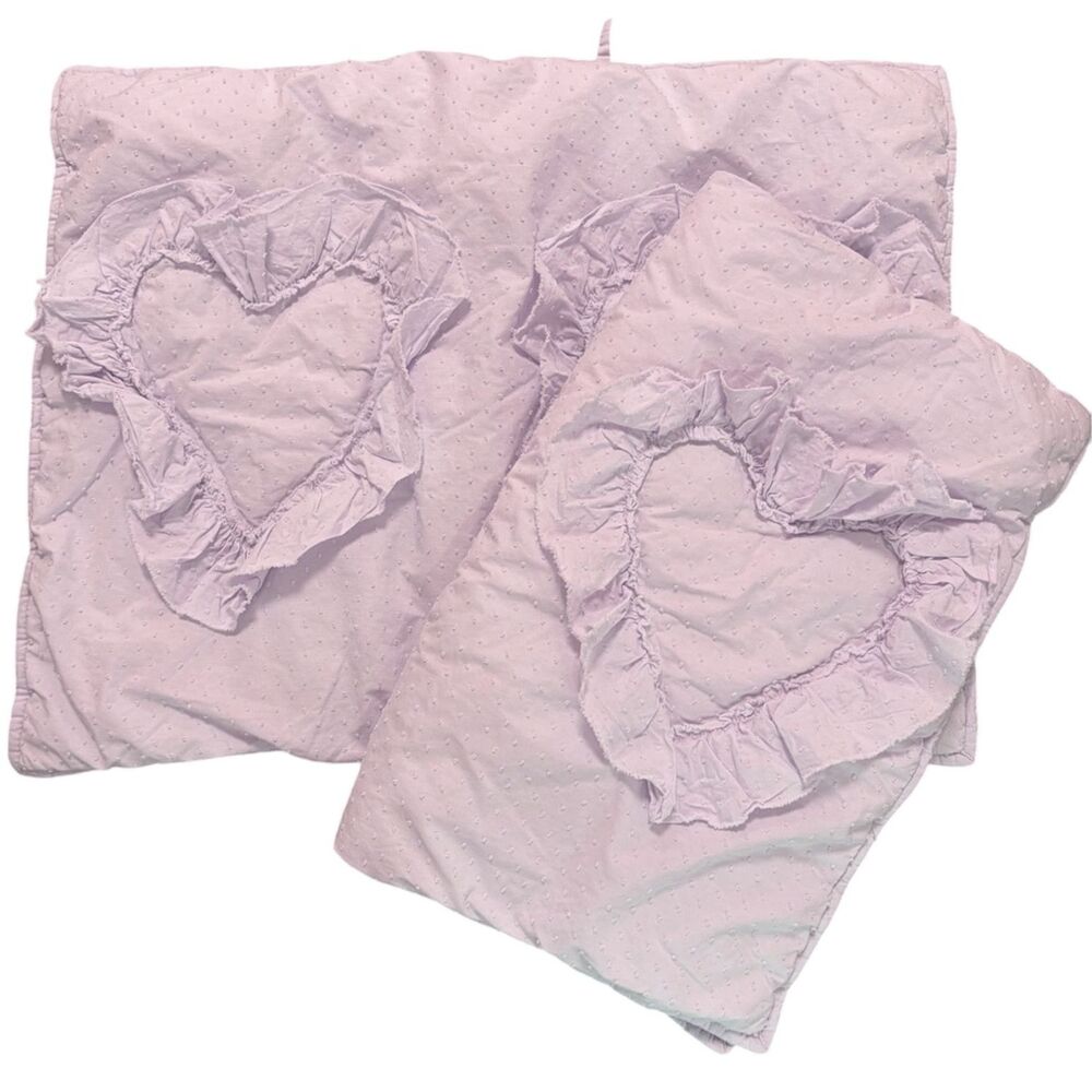 Pottery Barn Heart Swiss Dot Comforter Pillow Standard Size Sham Set Lilac